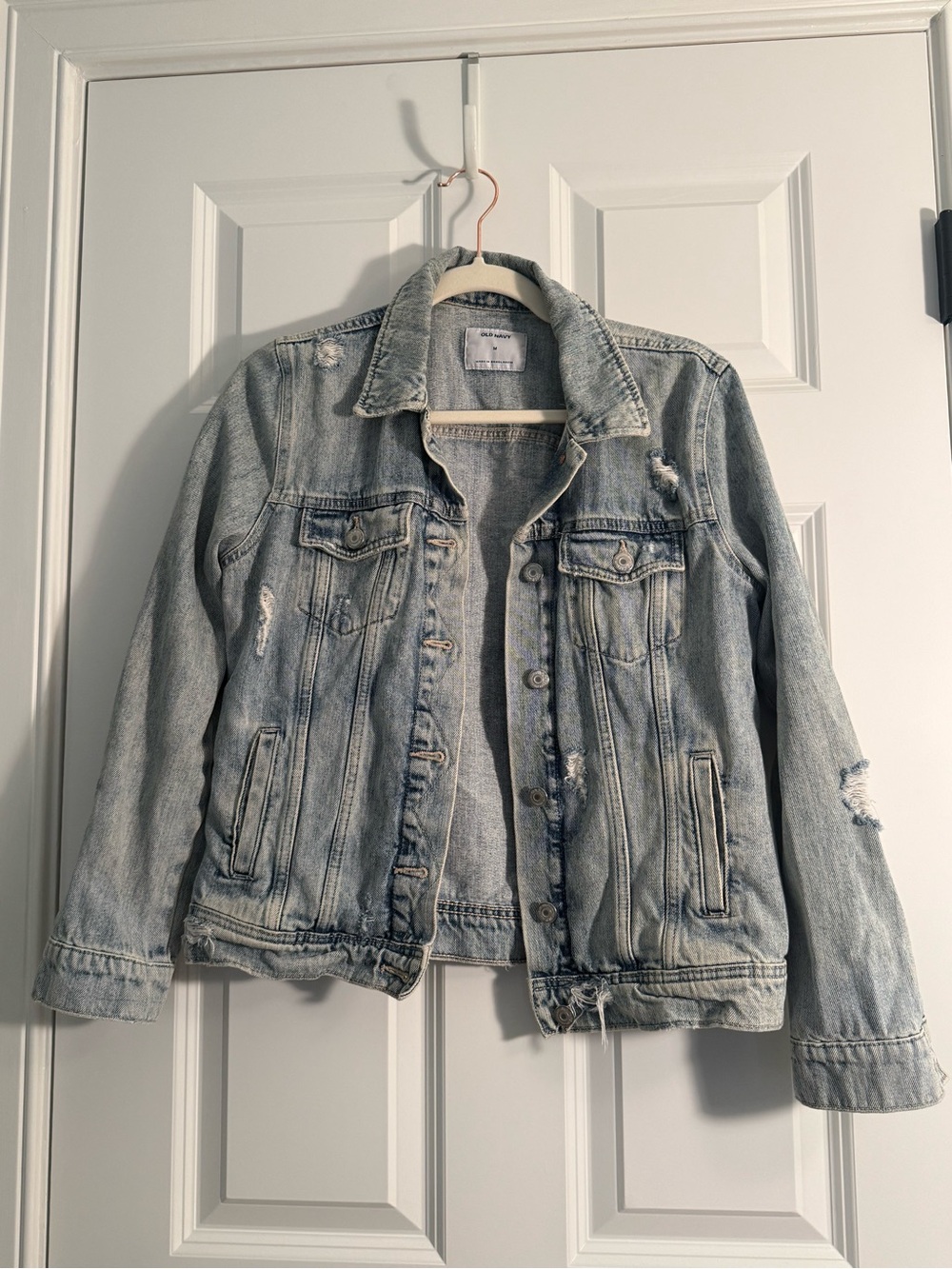 Old Navy Light Wash Distressed Denim Jacket - Women